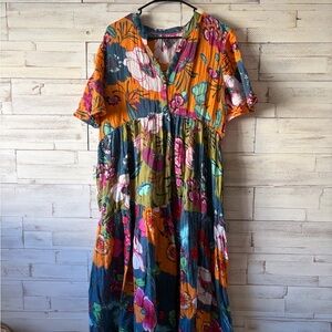 Floral Multicolor Maxi Dress Anthropologie XL Petite The Kallie spring summer